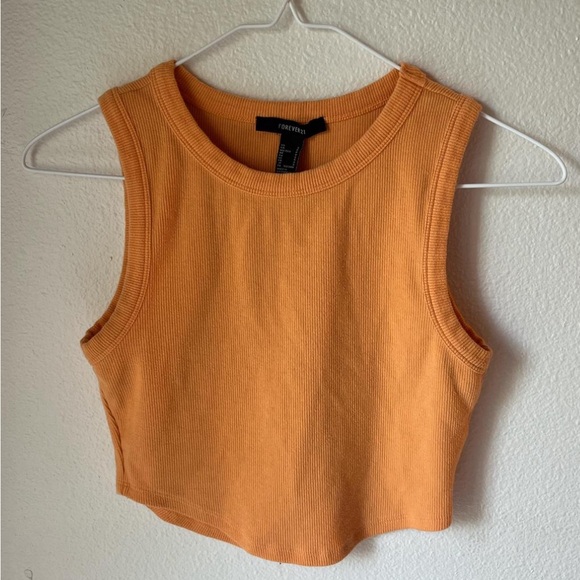 (M) Forever 21 Ribbed Orange Crop Top - Picture 1 of 4
